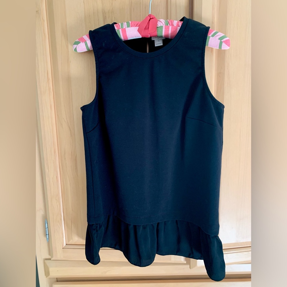 J Crew Black Ruffle Hem Tank SzXS